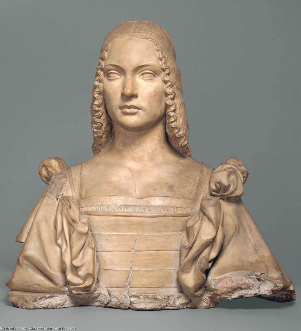 Wikioo.org - The Encyclopedia of Fine Arts - Painting, Artwork by Giovanni Cristoforo Romano - Portrait of Isabella d'Este