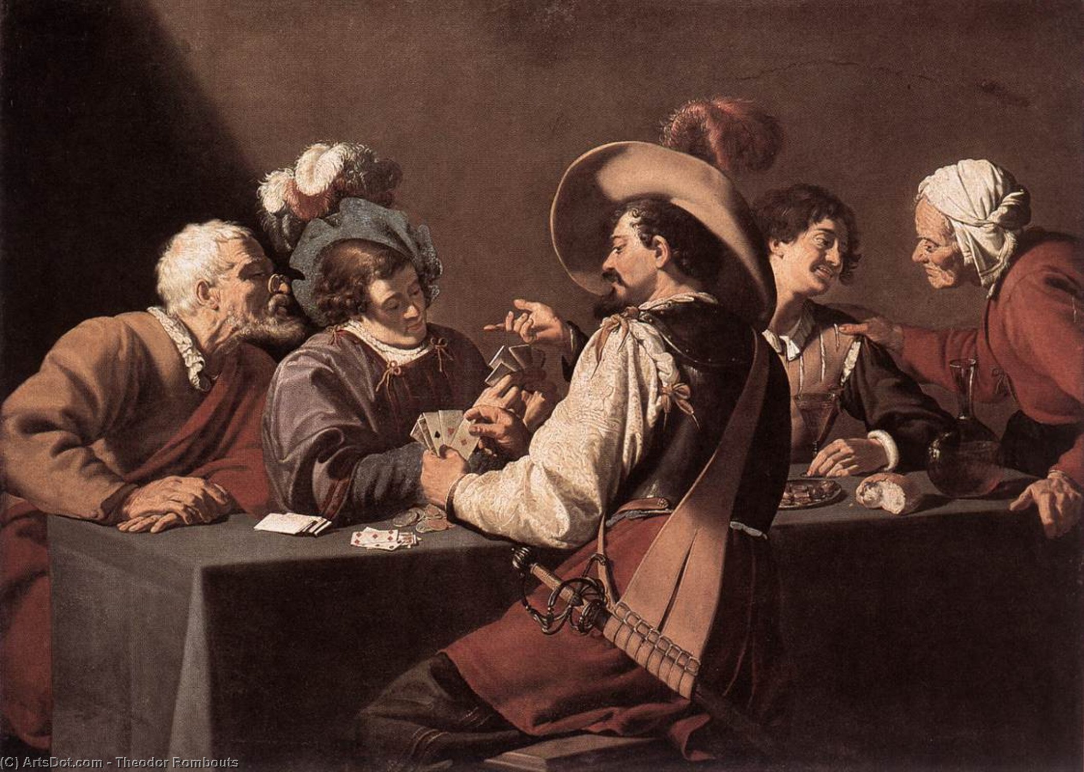 WikiOO.org - Encyclopedia of Fine Arts - Malba, Artwork Theodor Rombouts - The Card Players