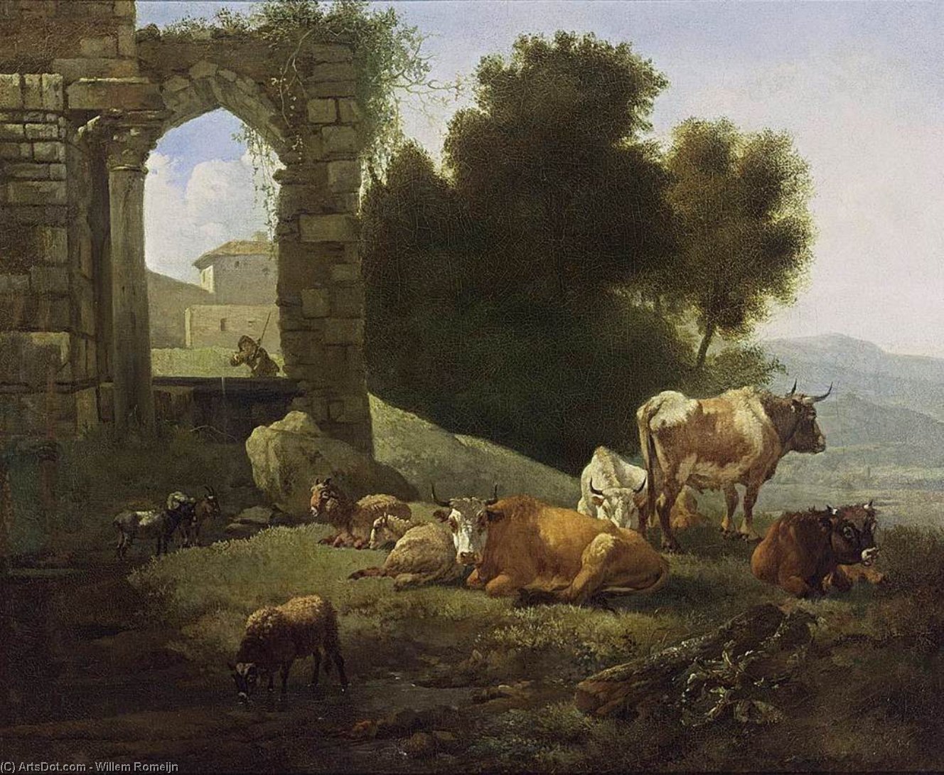 Wikioo.org - The Encyclopedia of Fine Arts - Painting, Artwork by Willem Romeijn - Italianate Landscape