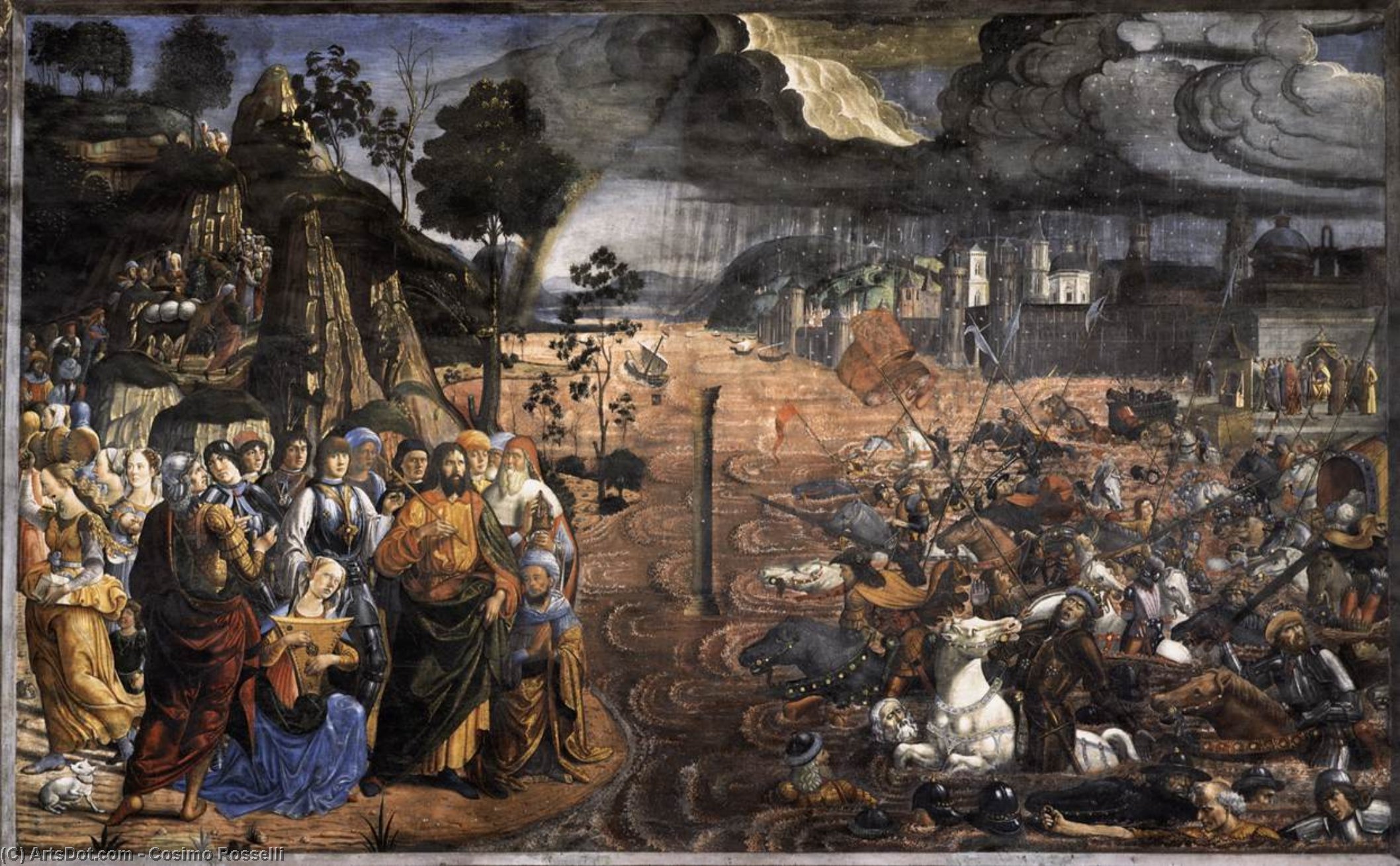 Wikioo.org - The Encyclopedia of Fine Arts - Painting, Artwork by Cosimo Rosselli - Crossing of the Red Sea