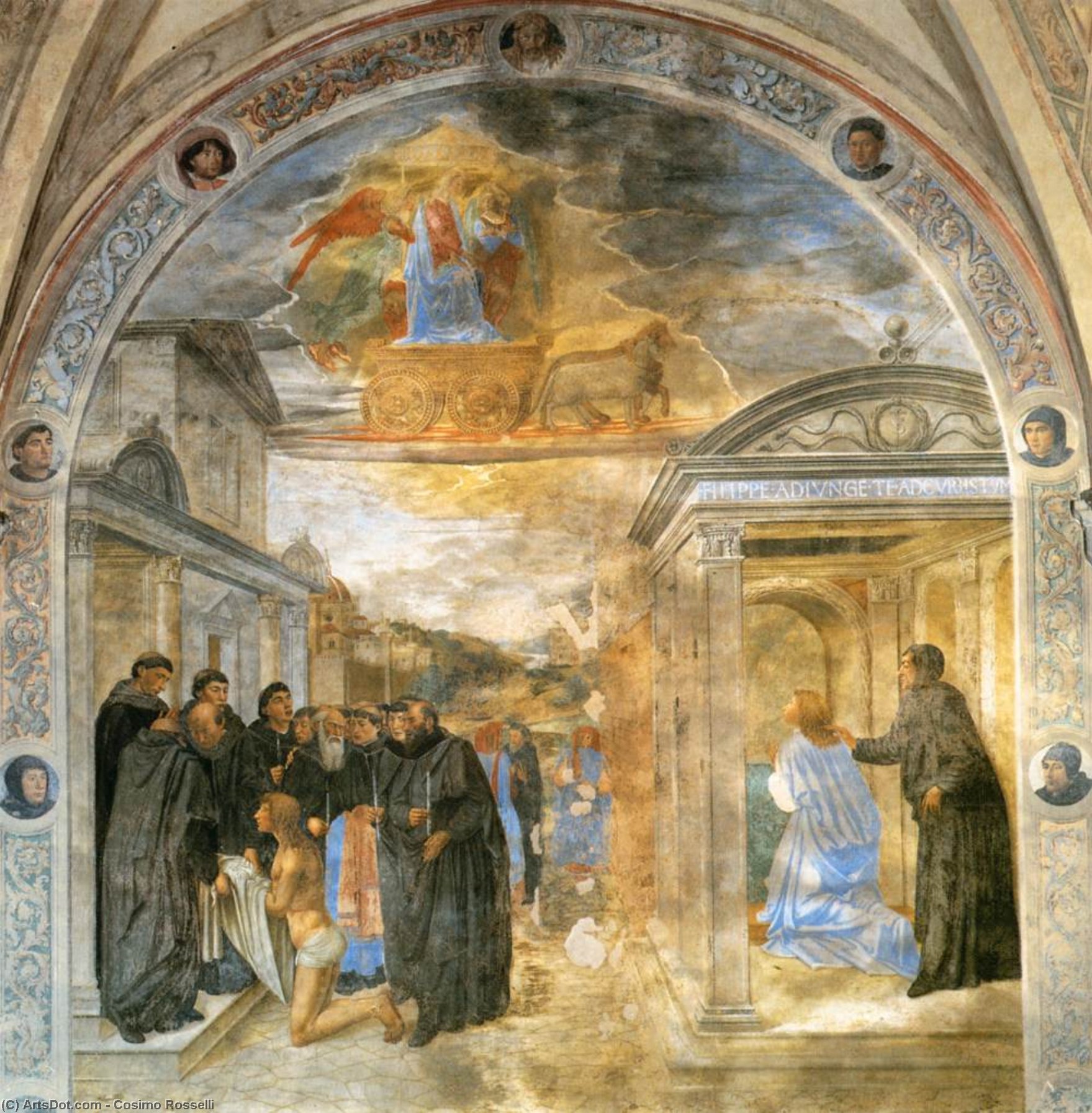 Wikioo.org - The Encyclopedia of Fine Arts - Painting, Artwork by Cosimo Rosselli - Scene from the Life of St Filippo Benizzi