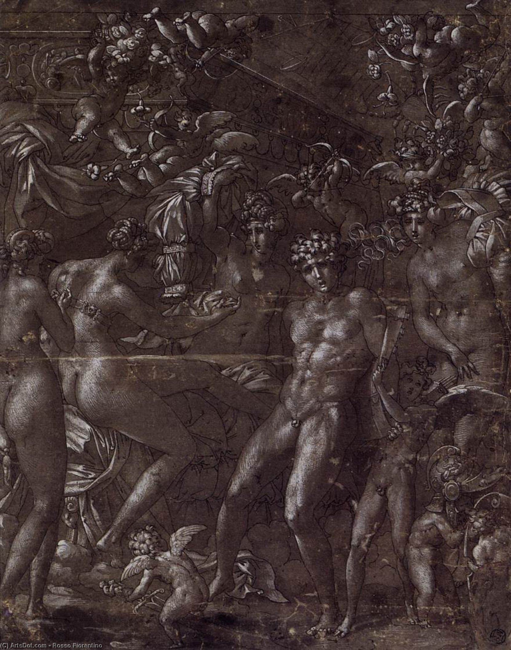 Wikioo.org - สารานุกรมวิจิตรศิลป์ - จิตรกรรม Rosso Fiorentino - Mars and Venus