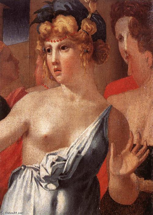 Wikioo.org – La Enciclopedia de las Bellas Artes - Pintura, Obras de arte de Rosso Fiorentino - Moisés Defender las Hijas de Jethro (detalle)