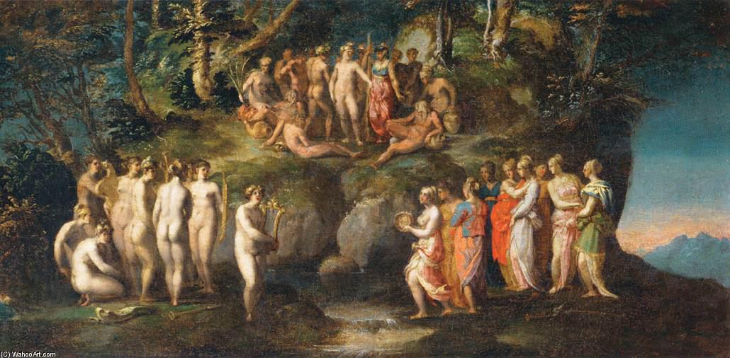 Wikioo.org - The Encyclopedia of Fine Arts - Painting, Artwork by Rosso Fiorentino - The Contest of the Pierides