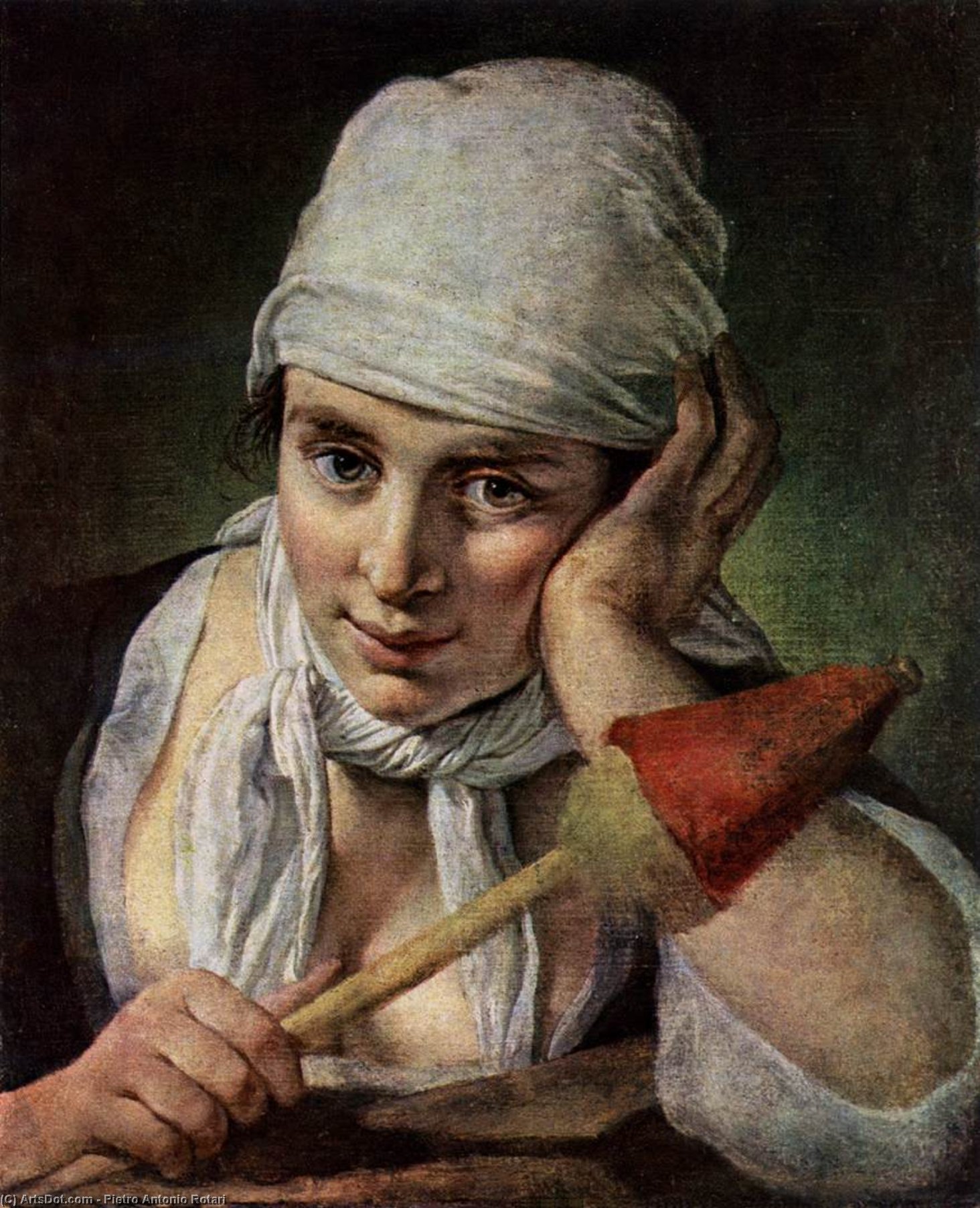 Wikioo.org - The Encyclopedia of Fine Arts - Painting, Artwork by Pietro Antonio Rotari - Young Girl with Distaff