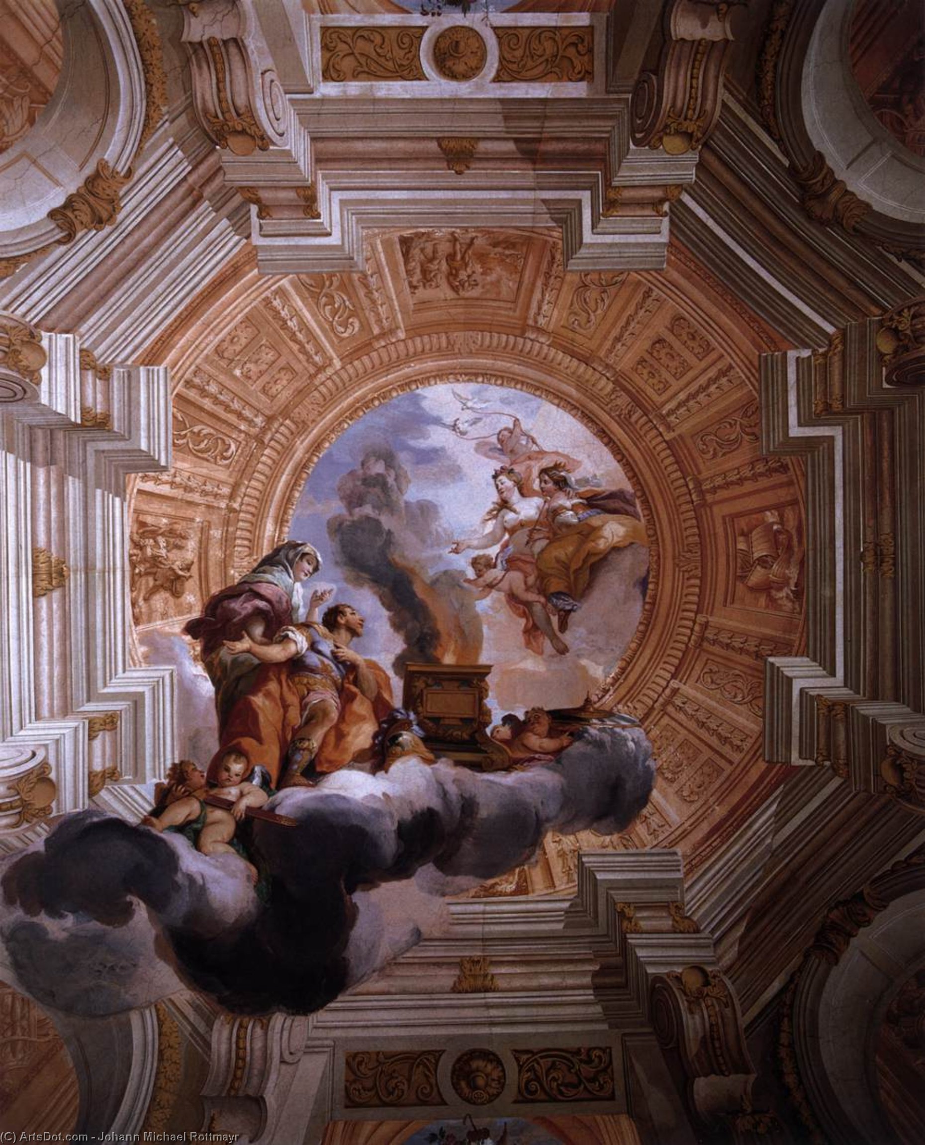 WikiOO.org - Enciclopédia das Belas Artes - Pintura, Arte por Johann Michael Rottmayr - Aeneas's Sacrifice