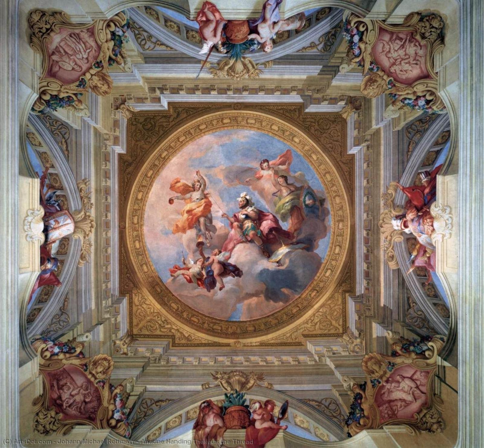 WikiOO.org - אנציקלופדיה לאמנויות יפות - ציור, יצירות אמנות Johann Michael Rottmayr - Ariadne Handing Theseus the Thread