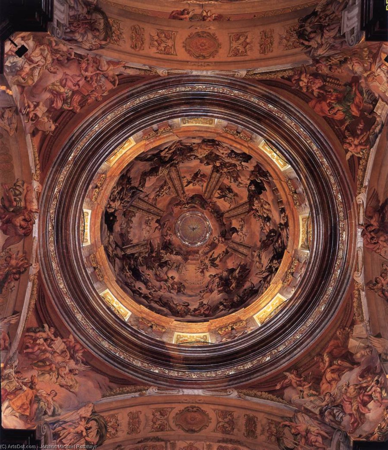WikiOO.org - אנציקלופדיה לאמנויות יפות - ציור, יצירות אמנות Johann Michael Rottmayr - Decoration of the dome