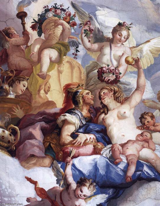 WikiOO.org - אנציקלופדיה לאמנויות יפות - ציור, יצירות אמנות Johann Michael Rottmayr - Military Genius Taken Up into Olympus (detail)
