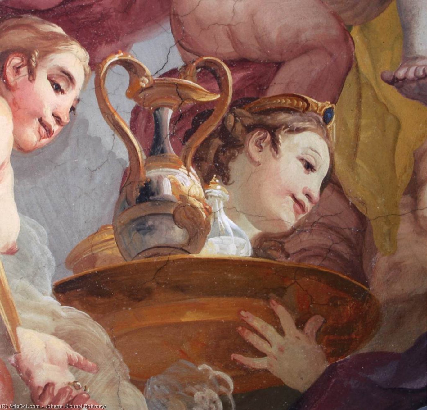 WikiOO.org - אנציקלופדיה לאמנויות יפות - ציור, יצירות אמנות Johann Michael Rottmayr - Retinue of Mars and Venus (detail)