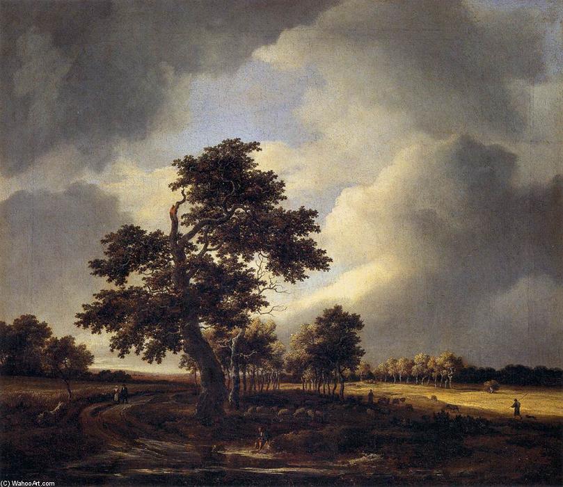 Wikioo.org - The Encyclopedia of Fine Arts - Painting, Artwork by Jacob Isaakszoon Van Ruisdael (Ruysdael) - Landscape with Shepherds and Peasants