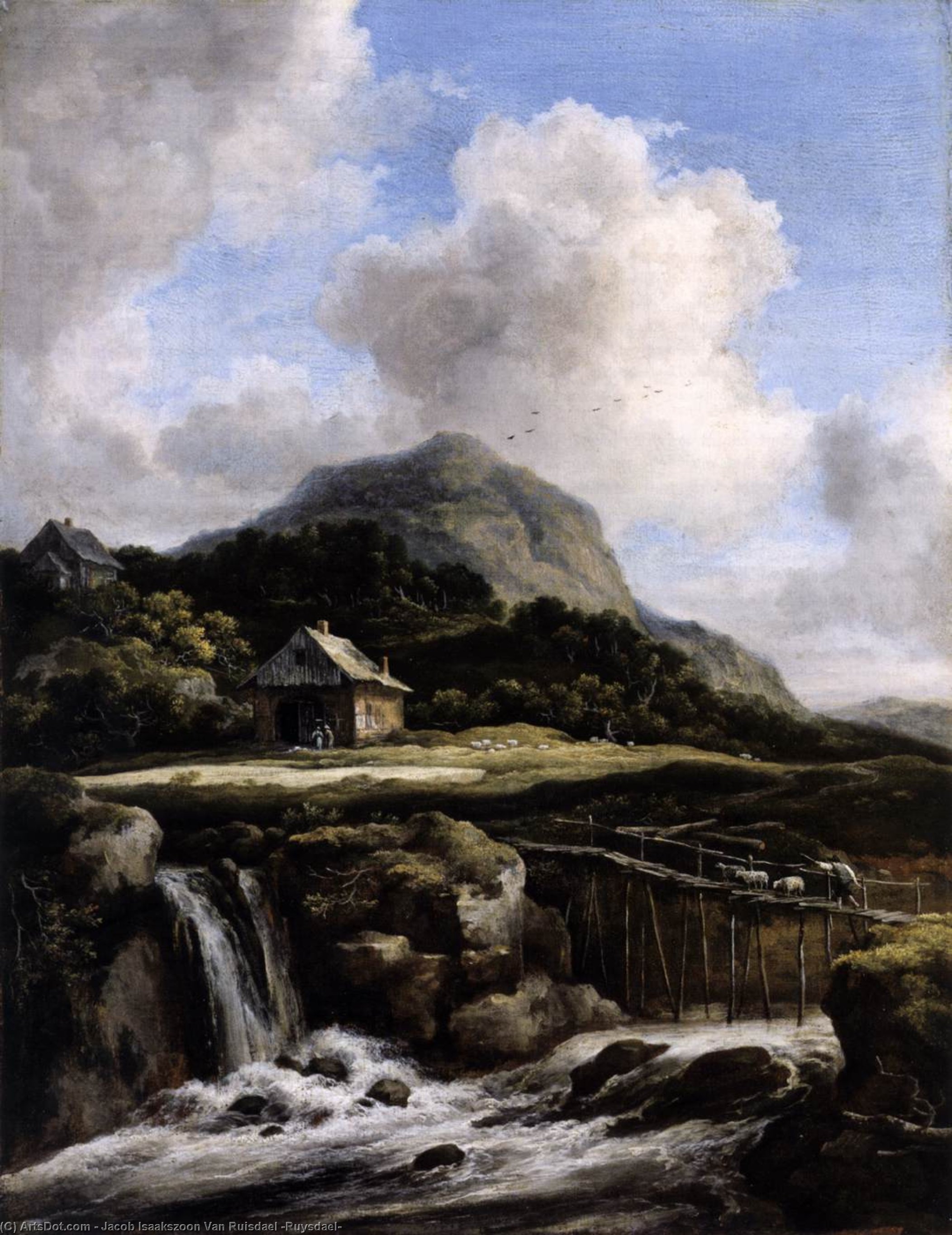 WikiOO.org - Encyclopedia of Fine Arts - Maľba, Artwork Jacob Isaakszoon Van Ruisdael (Ruysdael) - Mountain Torrent