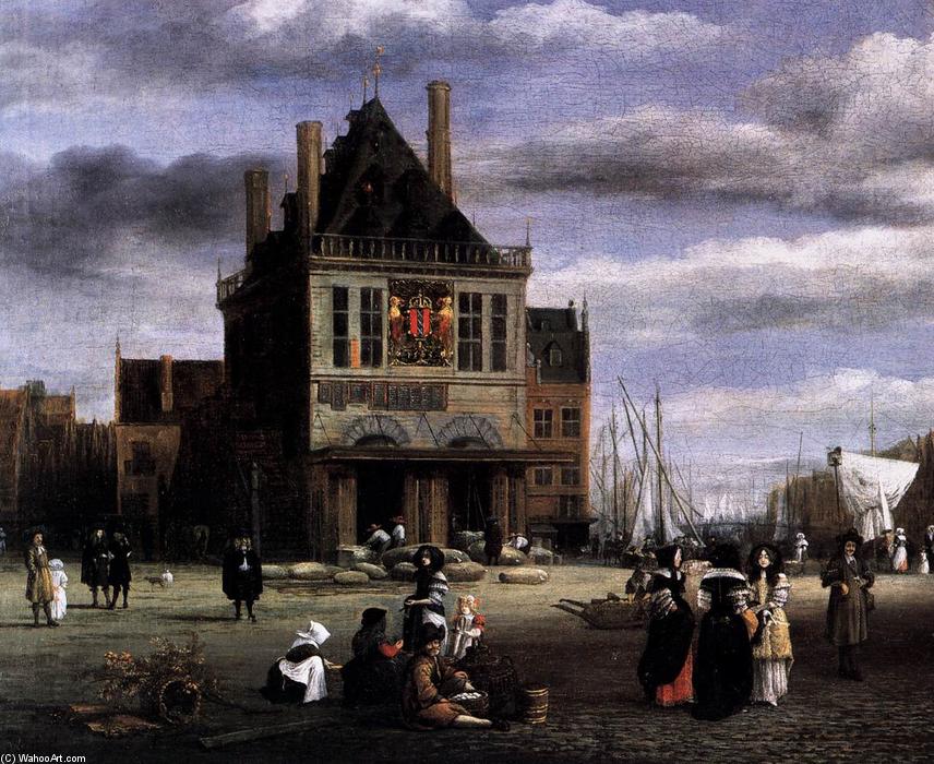 Wikioo.org - The Encyclopedia of Fine Arts - Painting, Artwork by Jacob Isaakszoon Van Ruisdael (Ruysdael) - The Dam Square in Amsterdam (detail)
