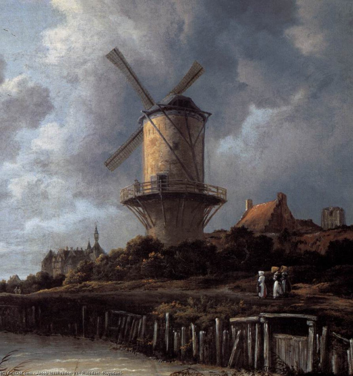 Wikioo.org – La Enciclopedia de las Bellas Artes - Pintura, Obras de arte de Jacob Isaakszoon Van Ruisdael (Ruysdael) - el molino de viento a WIJK BIJ DUURSTEDE ( detalle )