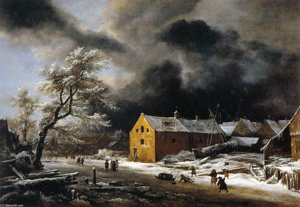 WikiOO.org - Encyclopedia of Fine Arts - Lukisan, Artwork Jacob Isaakszoon Van Ruisdael (Ruysdael) - Winter Landscape