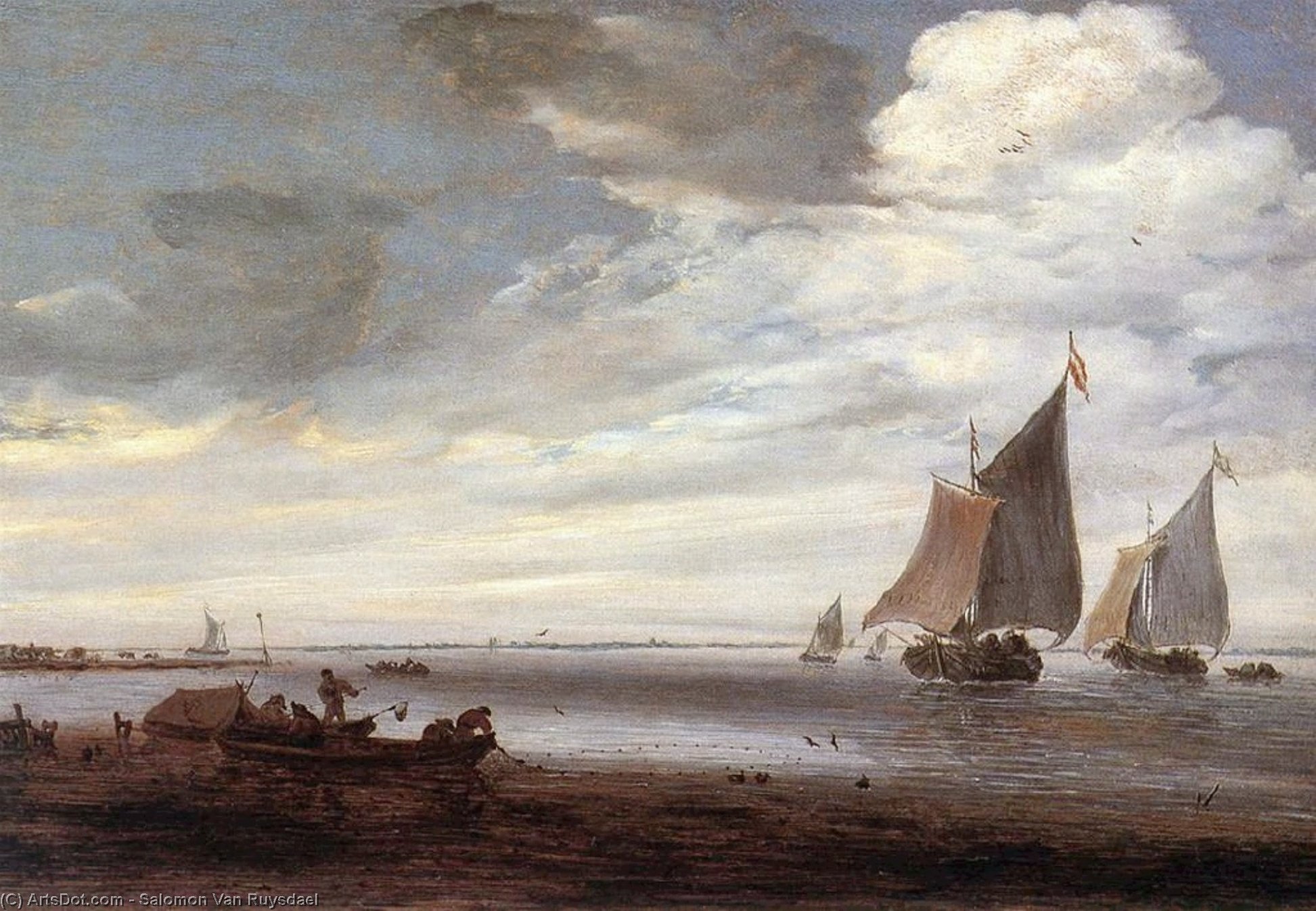 Wikioo.org - The Encyclopedia of Fine Arts - Painting, Artwork by Salomon Van Ruysdael - River Scene
