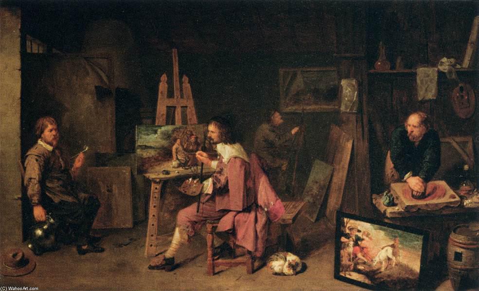 WikiOO.org - Encyclopedia of Fine Arts - Målning, konstverk David The Younger Ryckaert - Painter's Studio