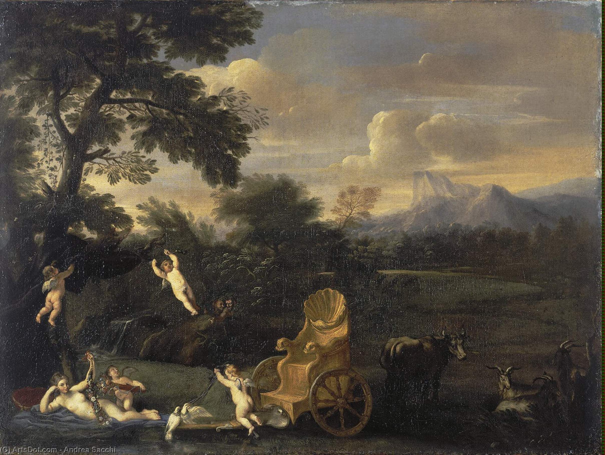 WikiOO.org - אנציקלופדיה לאמנויות יפות - ציור, יצירות אמנות Andrea Sacchi - Venus at Rest