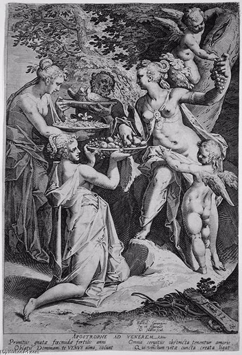 Wikioo.org – La Enciclopedia de las Bellas Artes - Pintura, Obras de arte de Aegidius Ii Sadeler - Venus recibir regalos