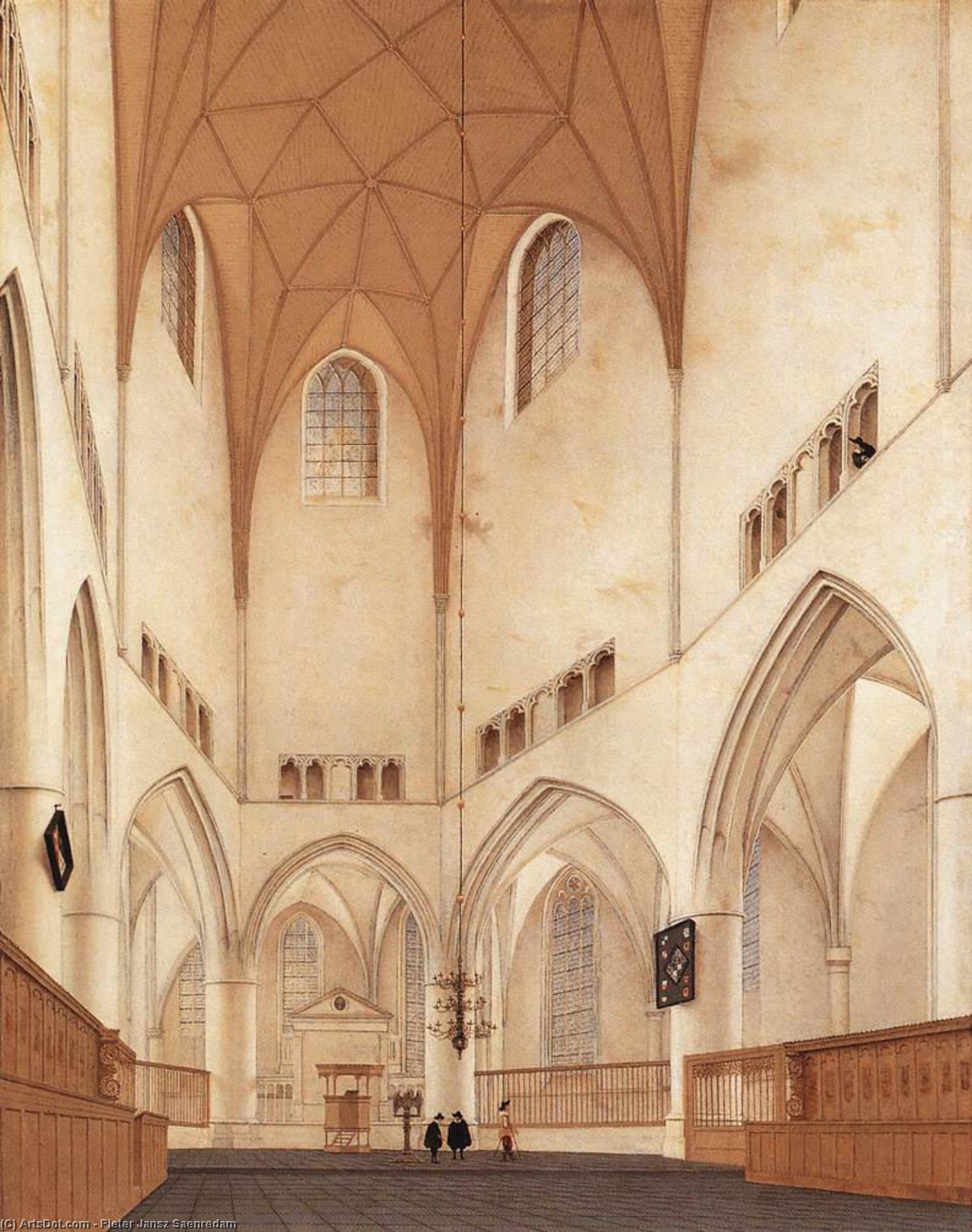 WikiOO.org - אנציקלופדיה לאמנויות יפות - ציור, יצירות אמנות Pieter Jansz Saenredam - Interior of the Choir of Sint-Bavokerk at Haarlem