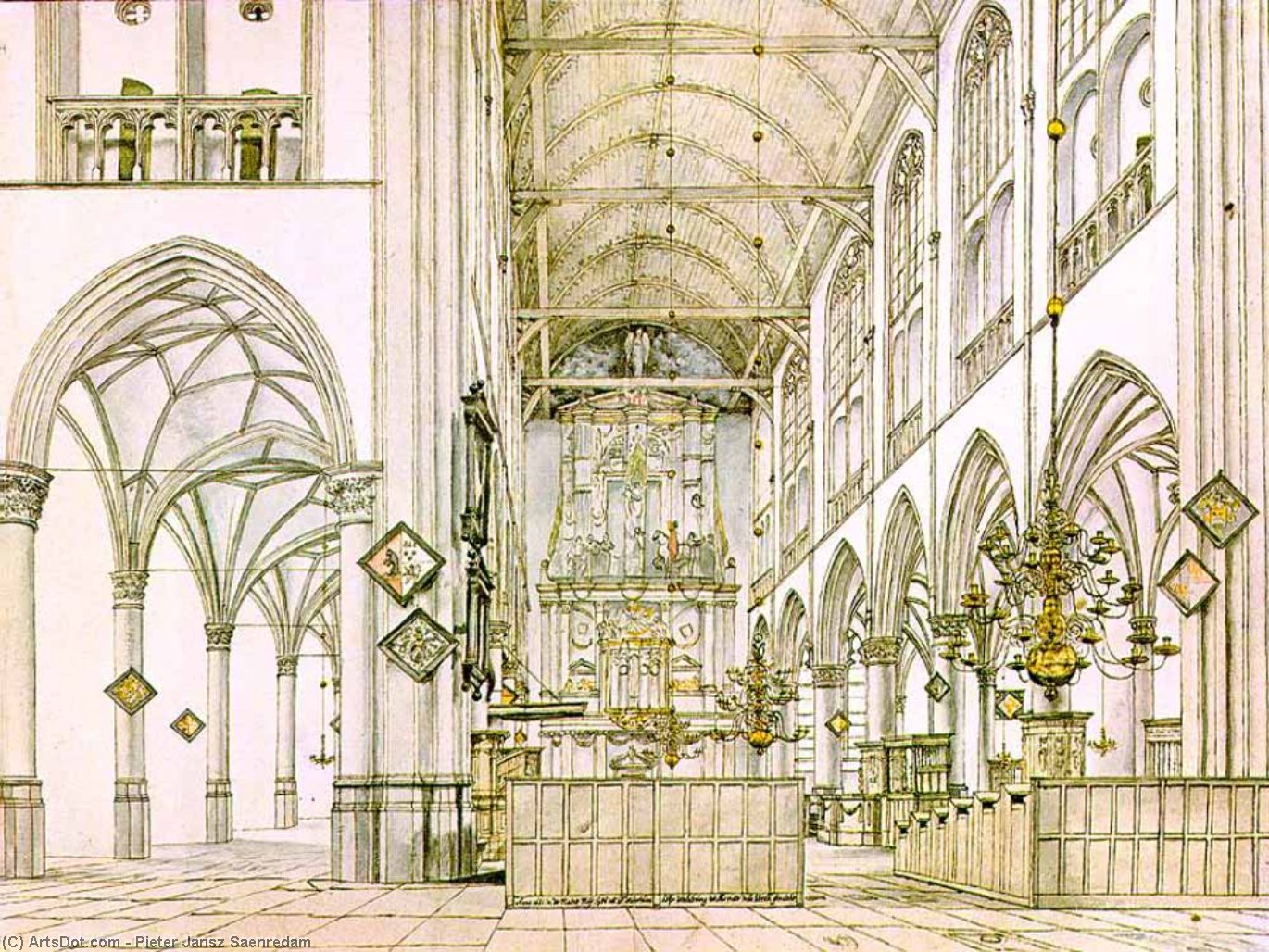 WikiOO.org – 美術百科全書 - 繪畫，作品 Pieter Jansz Saenredam - 内部 教会  在  阿尔克马尔