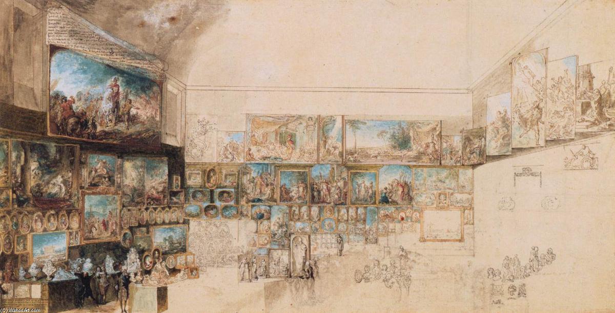 WikiOO.org - אנציקלופדיה לאמנויות יפות - ציור, יצירות אמנות Gabriel Jacques De Saint Aubin - View of the Salon of 1765