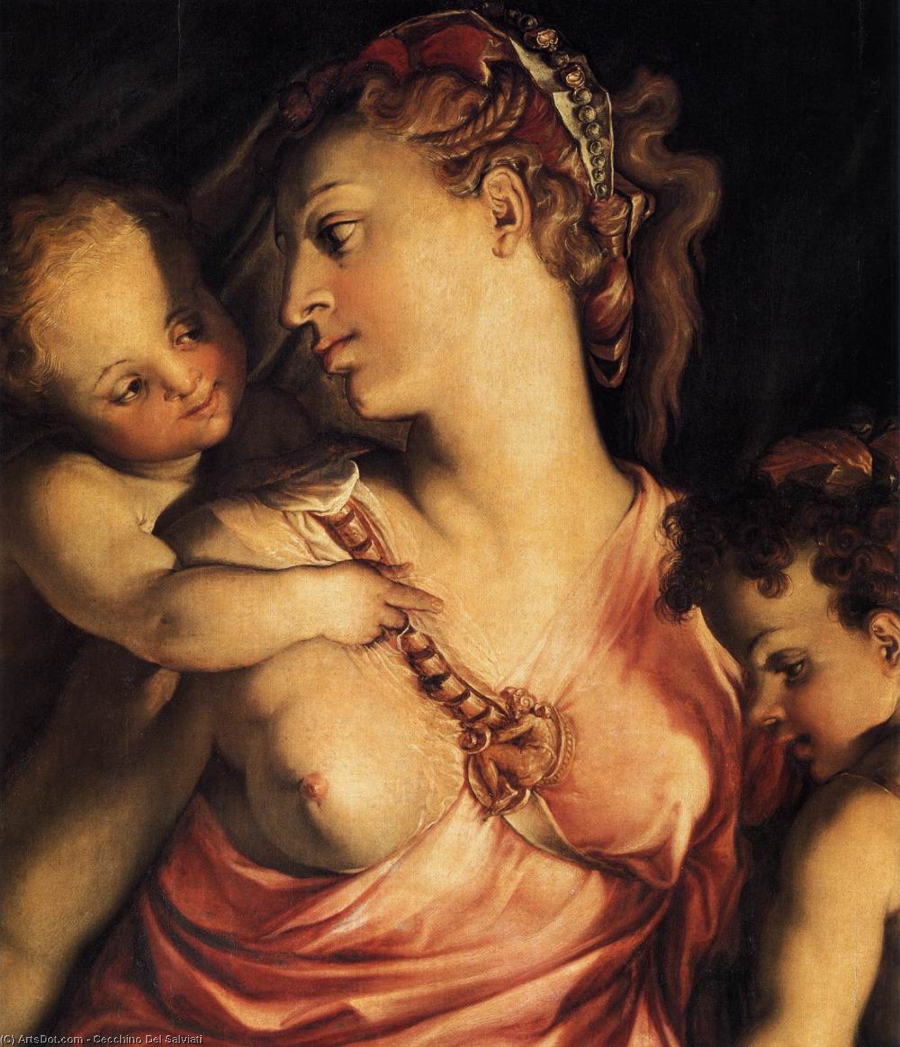 Wikioo.org - The Encyclopedia of Fine Arts - Painting, Artwork by Cecchino Del Salviati - Charity (detail)