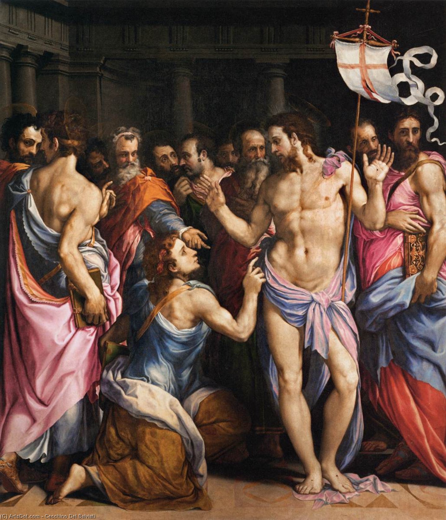 WikiOO.org - Encyclopedia of Fine Arts - Maľba, Artwork Cecchino Del Salviati - The Incredulity of St Thomas