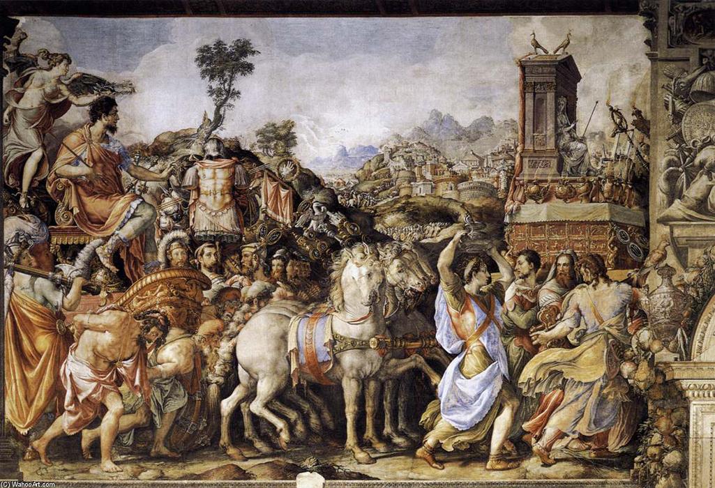 Wikioo.org - The Encyclopedia of Fine Arts - Painting, Artwork by Cecchino Del Salviati - Triumph of Furius Camillus