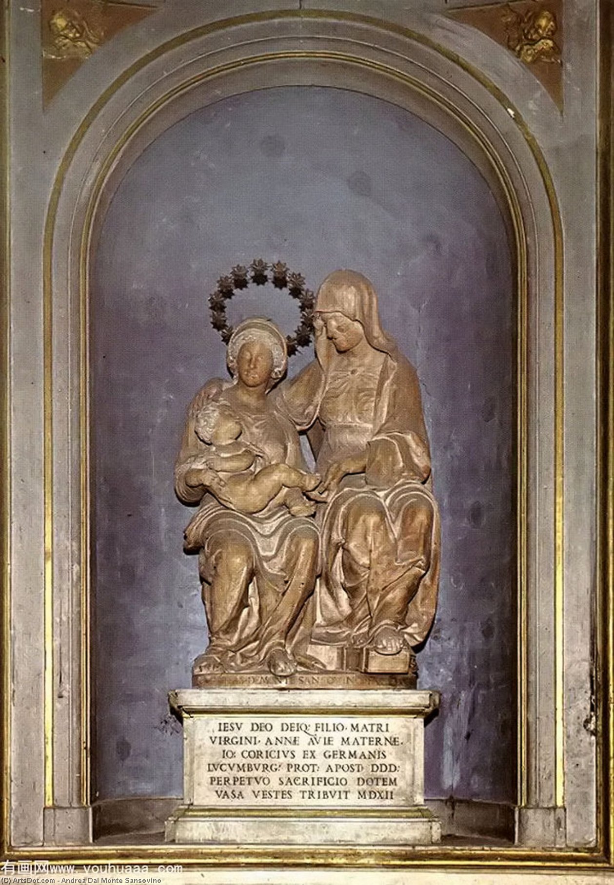 Wikioo.org - สารานุกรมวิจิตรศิลป์ - จิตรกรรม Andrea Dal Monte Sansovino - Madonna and Child with St Anne