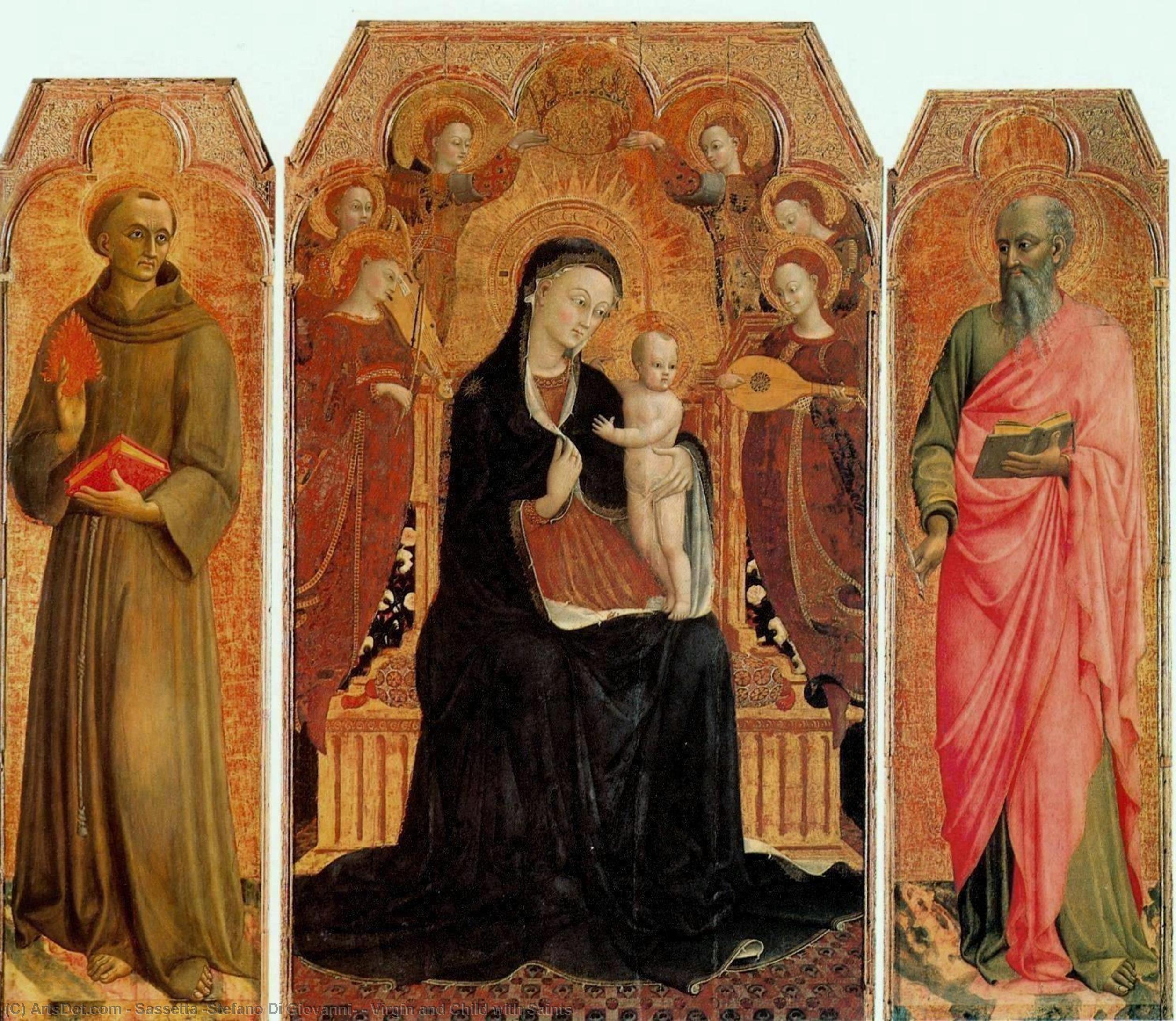 WikiOO.org - Енциклопедия за изящни изкуства - Живопис, Произведения на изкуството Sassetta (Stefano Di Giovanni) - Virgin and Child with Saints