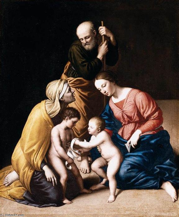 Wikioo.org - The Encyclopedia of Fine Arts - Painting, Artwork by Giovanni Battista Salvi Da Sassoferrato - Holy Family with the Infant St John the Baptist and St Elizabeth