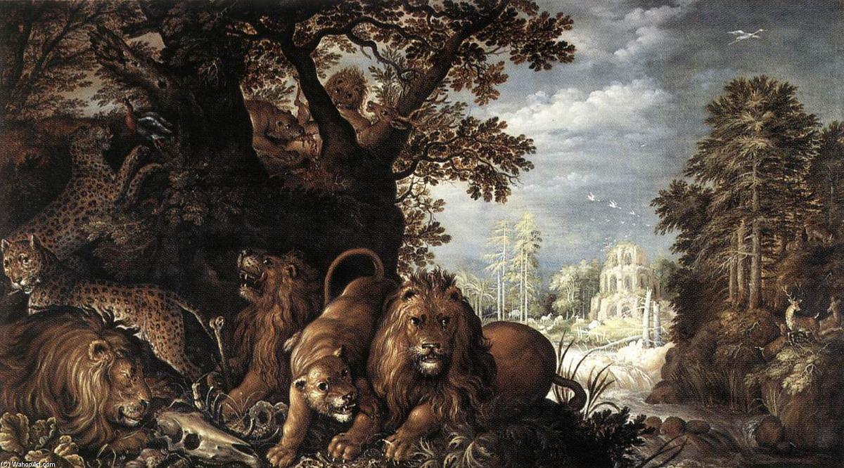 Wikioo.org - The Encyclopedia of Fine Arts - Painting, Artwork by Roelandt Savery - Landscape with Wild Animals