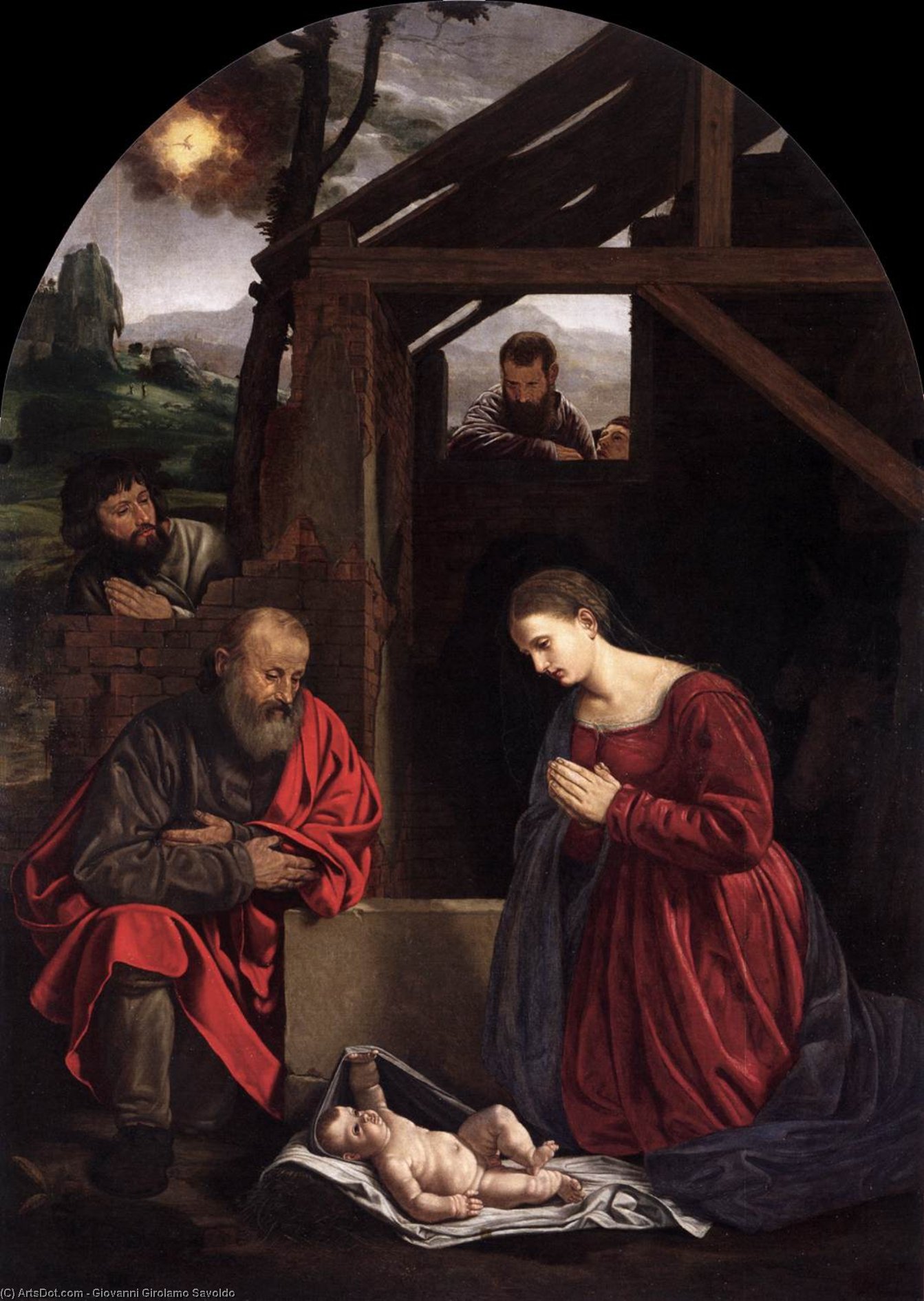 Wikioo.org - The Encyclopedia of Fine Arts - Painting, Artwork by Giovanni Girolamo Savoldo - Adoration of the Shepherds