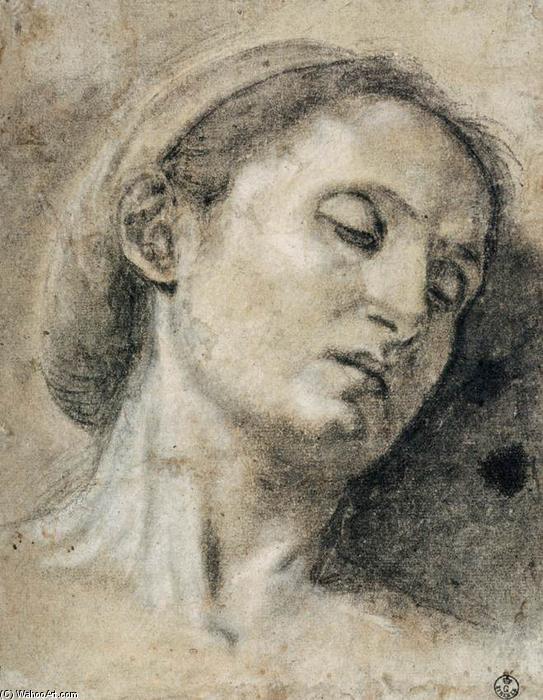Wikioo.org - The Encyclopedia of Fine Arts - Painting, Artwork by Giovanni Girolamo Savoldo - Head of a Woman with Eyes Closed