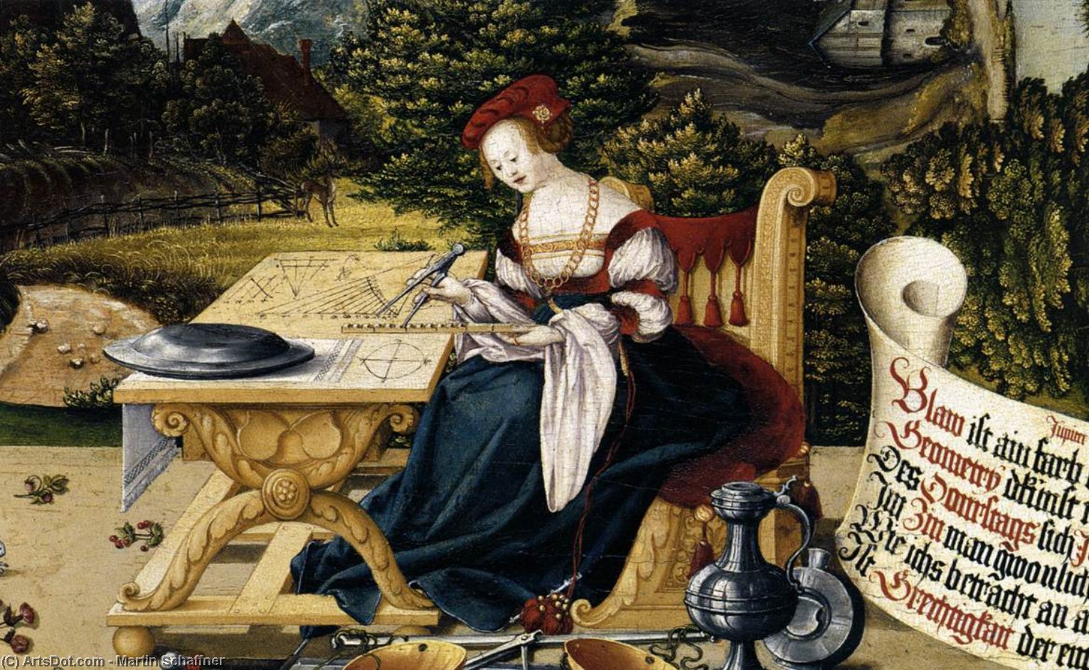 WikiOO.org - Encyclopedia of Fine Arts - Lukisan, Artwork Martin Schaffner - Painted tabletop for Erasmus Stedelin (detail)