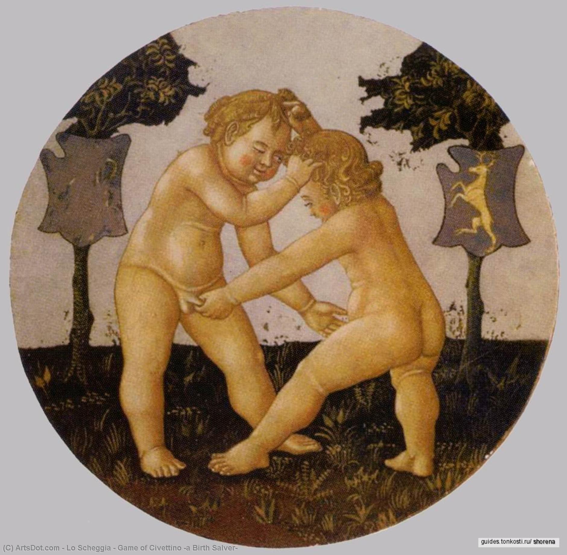 Wikioo.org - สารานุกรมวิจิตรศิลป์ - จิตรกรรม Lo Scheggia - Game of Civettino (a Birth Salver)