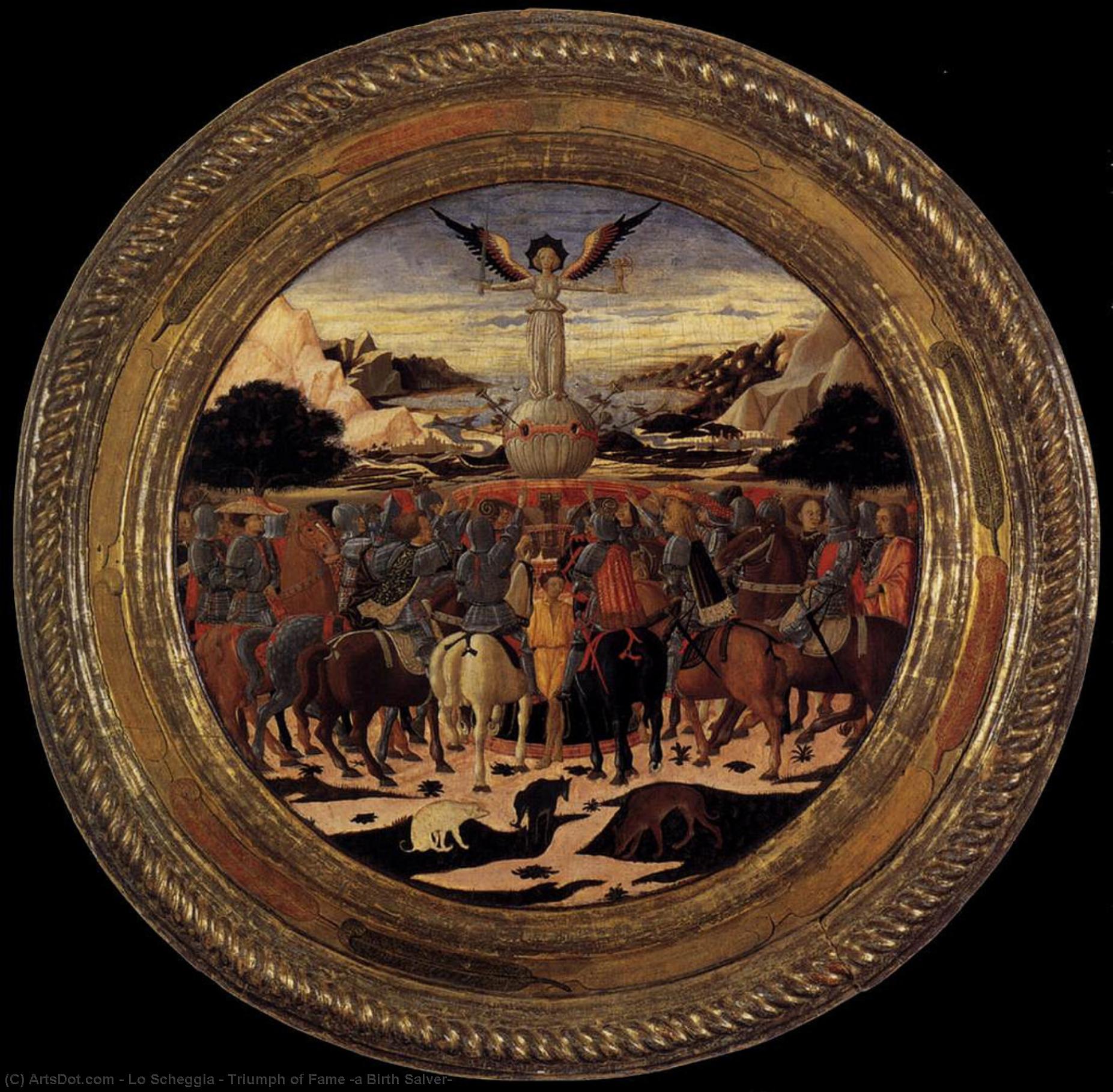 Wikioo.org - The Encyclopedia of Fine Arts - Painting, Artwork by Lo Scheggia - Triumph of Fame (a Birth Salver)