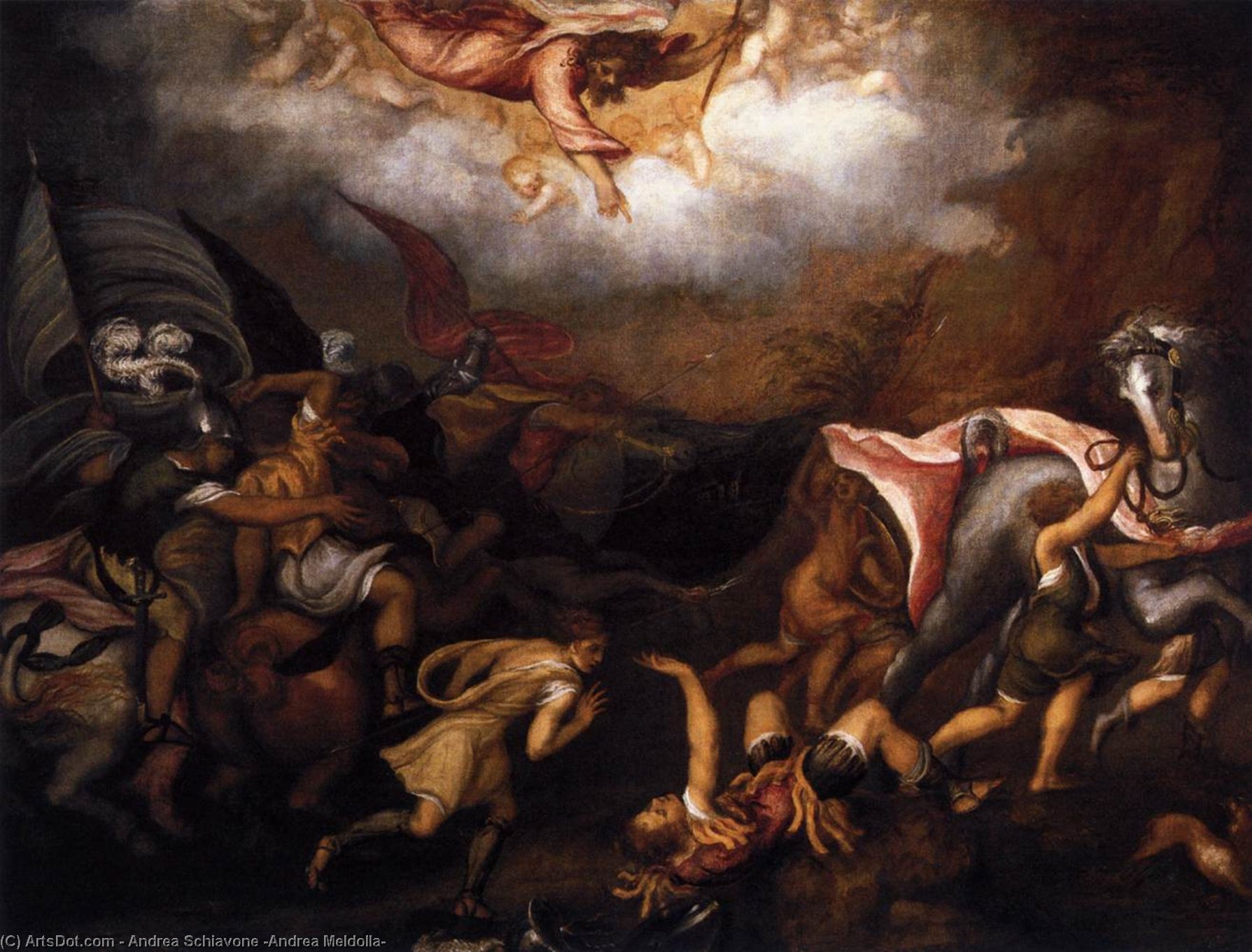 WikiOO.org - Encyclopedia of Fine Arts - Maleri, Artwork Andrea Schiavone (Andrea Meldolla) - Conversion of Saul
