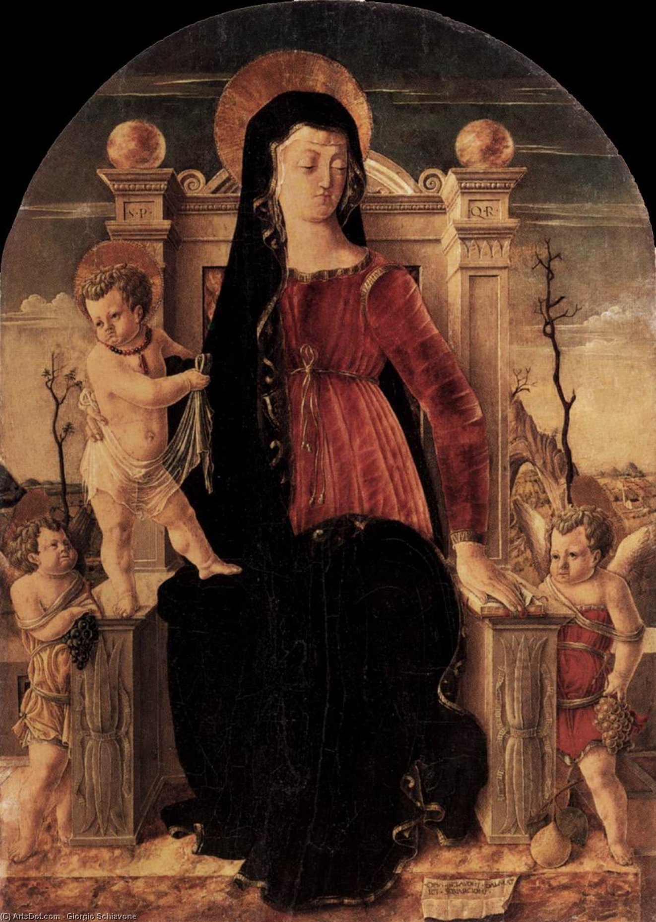 Wikioo.org - The Encyclopedia of Fine Arts - Painting, Artwork by Giorgio Schiavone - Virgin and Child Enthroned