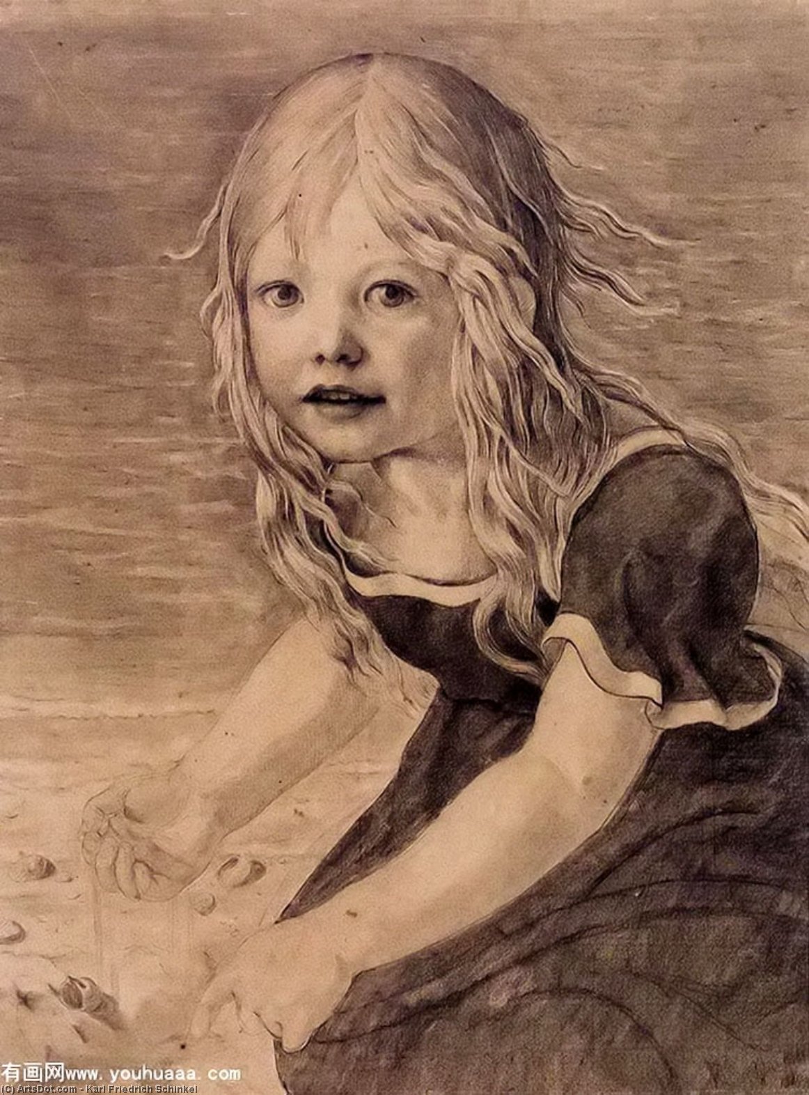WikiOO.org - Encyclopedia of Fine Arts - Lukisan, Artwork Karl Friedrich Schinkel - Portrait of the Artist's Daughter, Marie