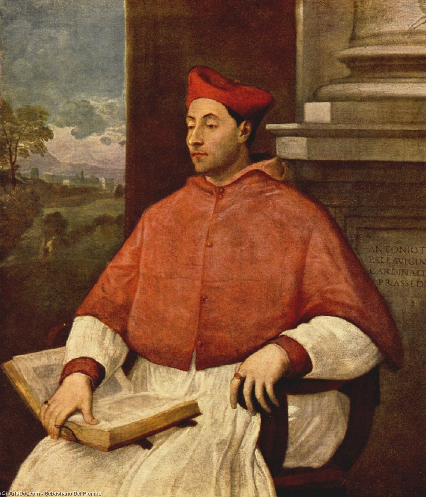 Wikioo.org - The Encyclopedia of Fine Arts - Painting, Artwork by Sebastiano Del Piombo - Portrait of Antonio Cardinal Pallavicini