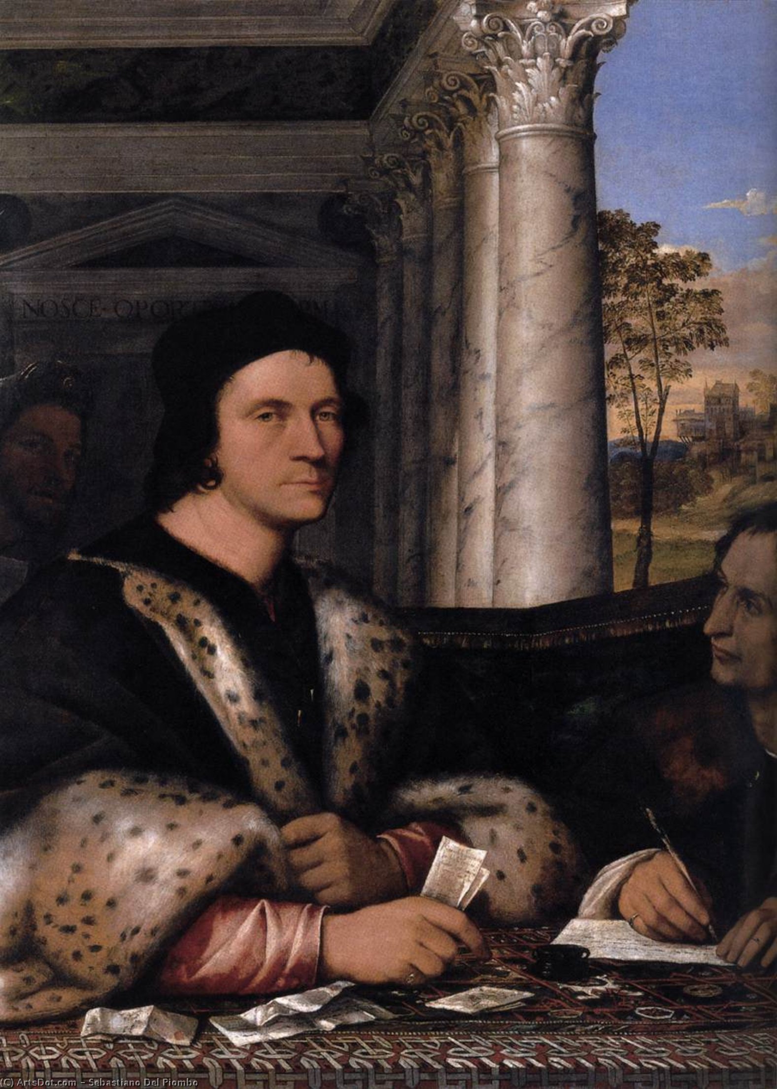 Wikioo.org - The Encyclopedia of Fine Arts - Painting, Artwork by Sebastiano Del Piombo - Portrait of Ferry Carondelet and his Secretaries