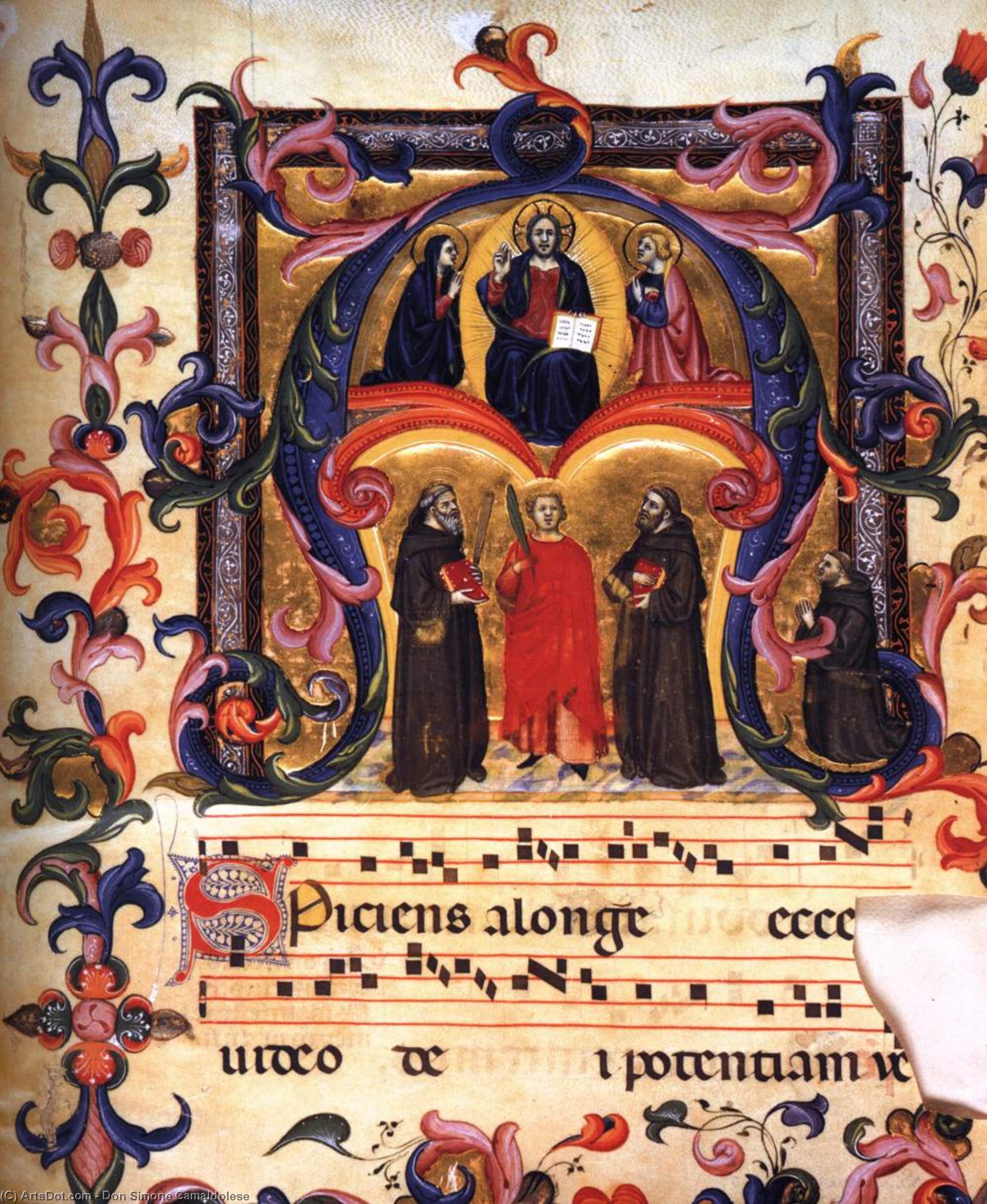 Wikioo.org - The Encyclopedia of Fine Arts - Painting, Artwork by Don Simone Camaldolese - Initial ''A'' from the Antiphonary (Choir Book 39)