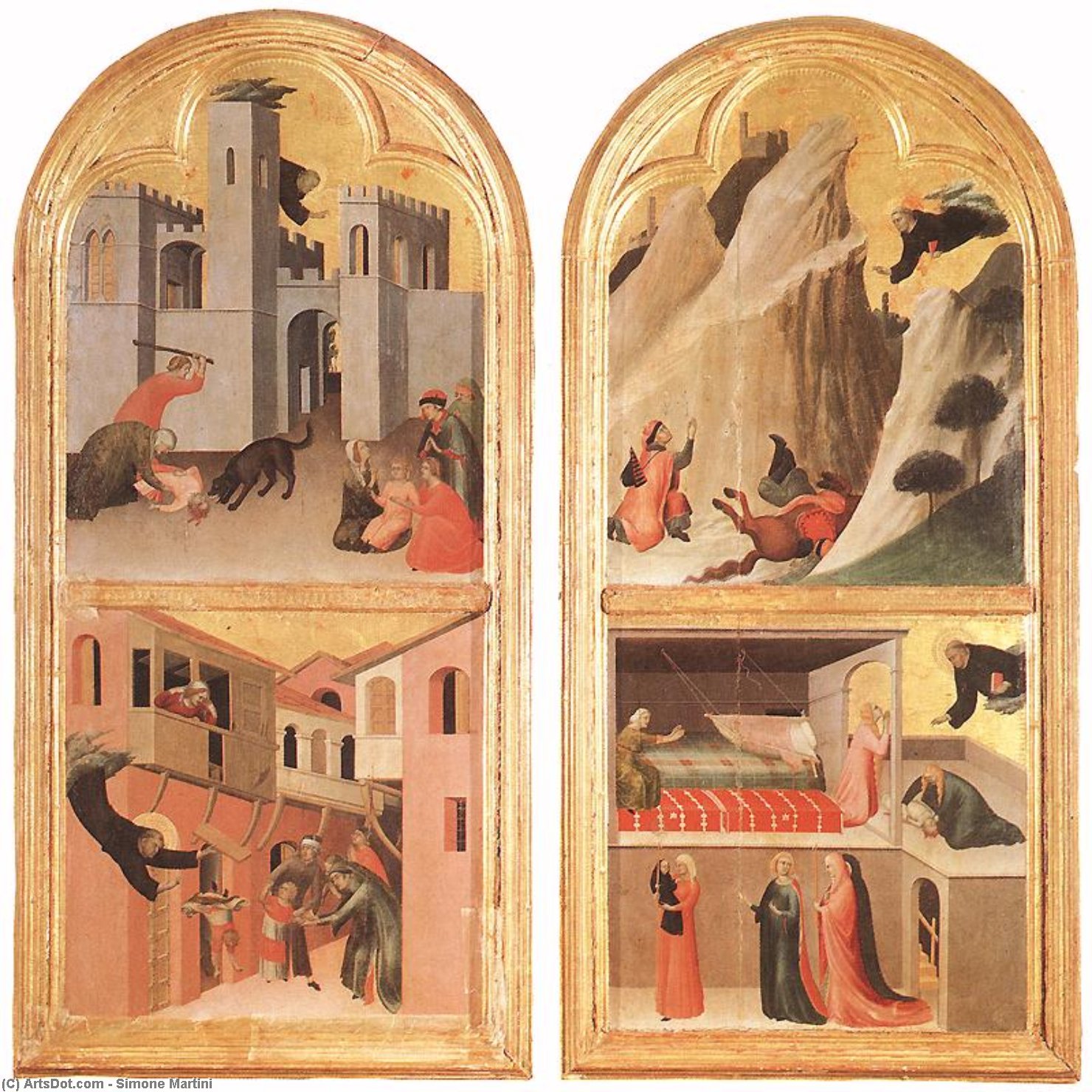 WikiOO.org - 백과 사전 - 회화, 삽화 Simone Martini - Blessed Agostino Novello Altarpiece