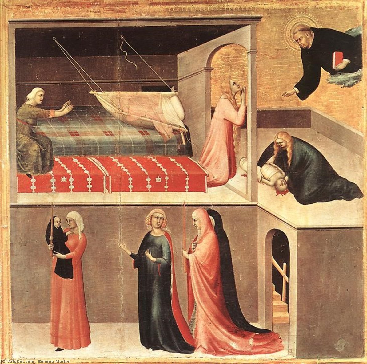 WikiOO.org - Енциклопедия за изящни изкуства - Живопис, Произведения на изкуството Simone Martini - Blessed Agostino Novello Altarpiece (detail)