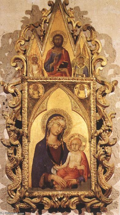 WikiOO.org – 美術百科全書 - 繪畫，作品 Simone Martini -  麦当娜和孩子  与 天使 和  的  救世主