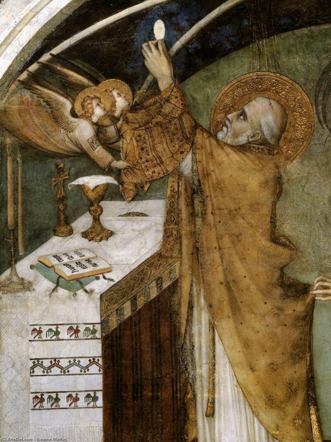Wikioo.org - Encyklopedia Sztuk Pięknych - Malarstwo, Grafika Simone Martini - Miraculous Mass (detail)