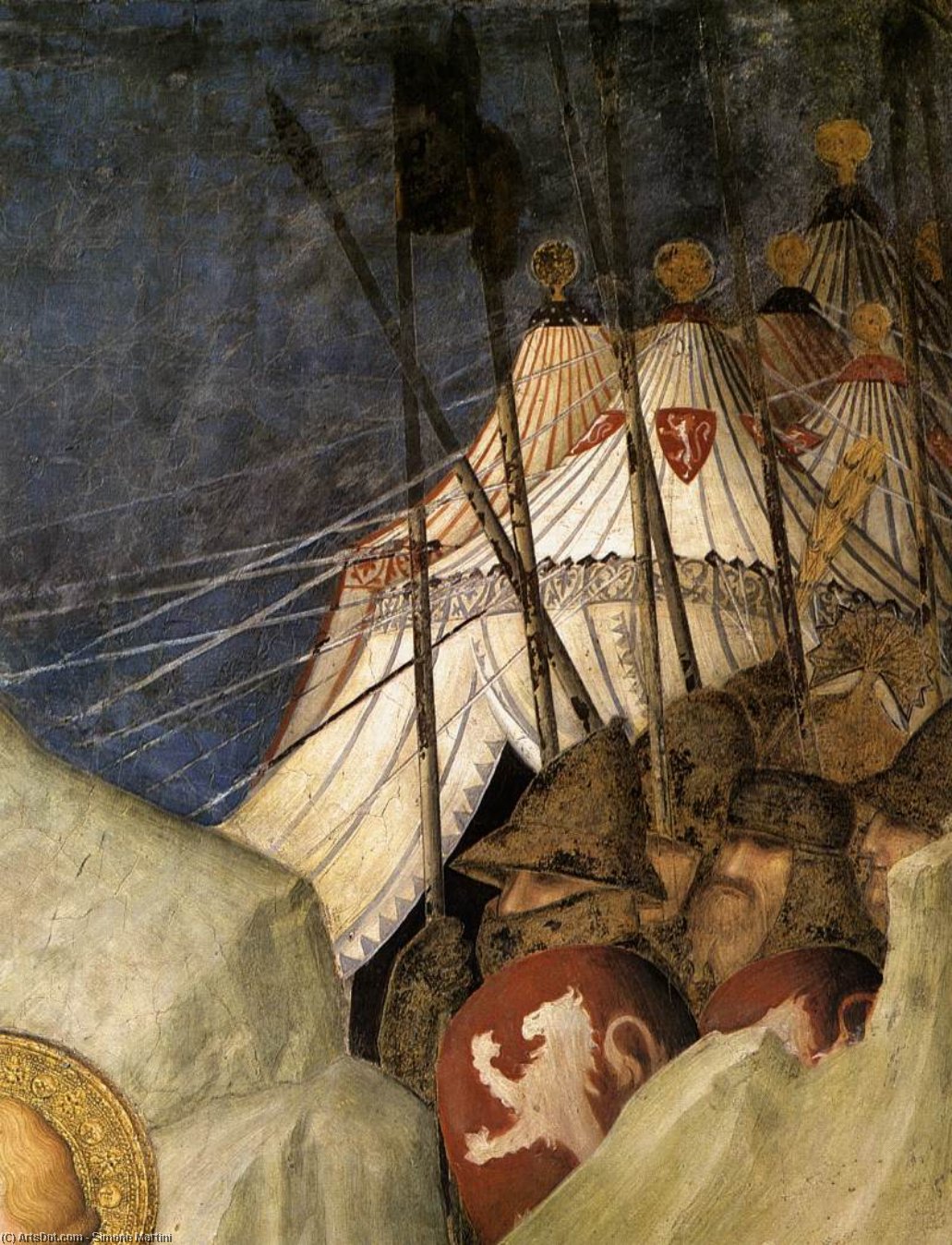 WikiOO.org - אנציקלופדיה לאמנויות יפות - ציור, יצירות אמנות Simone Martini - Saint Martin Renounces his Weapons (detail)