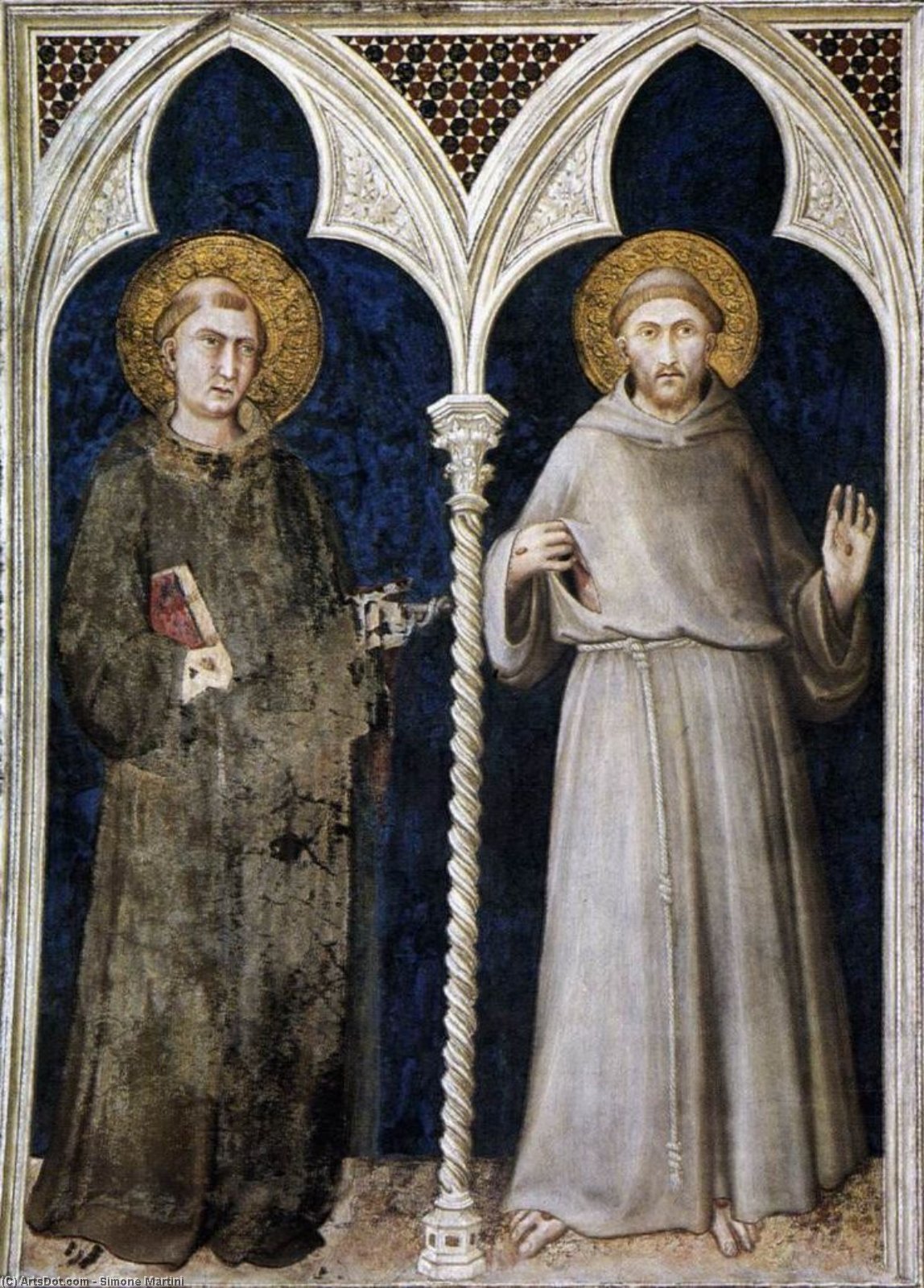 Wikioo.org - The Encyclopedia of Fine Arts - Painting, Artwork by Simone Martini - St Anthony of Padua and St Francis